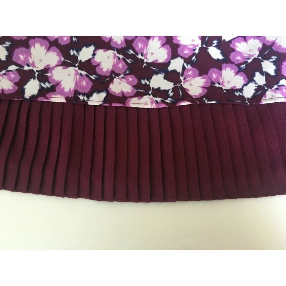 Banana Republic Top Medium Sleeveless Blouse Plum Shirt Floral Career Work - Picture 4 of 7